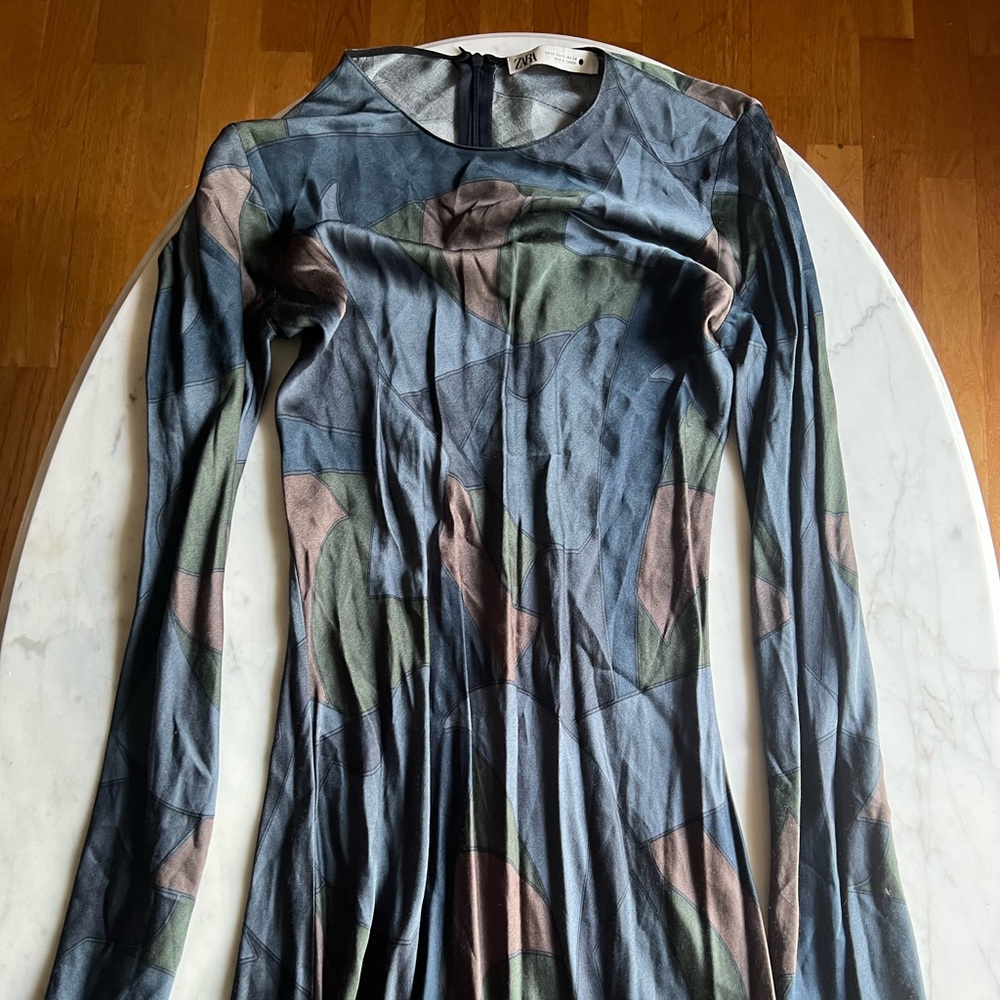 Zara Multicolor Abstract Long Sleeve Dress